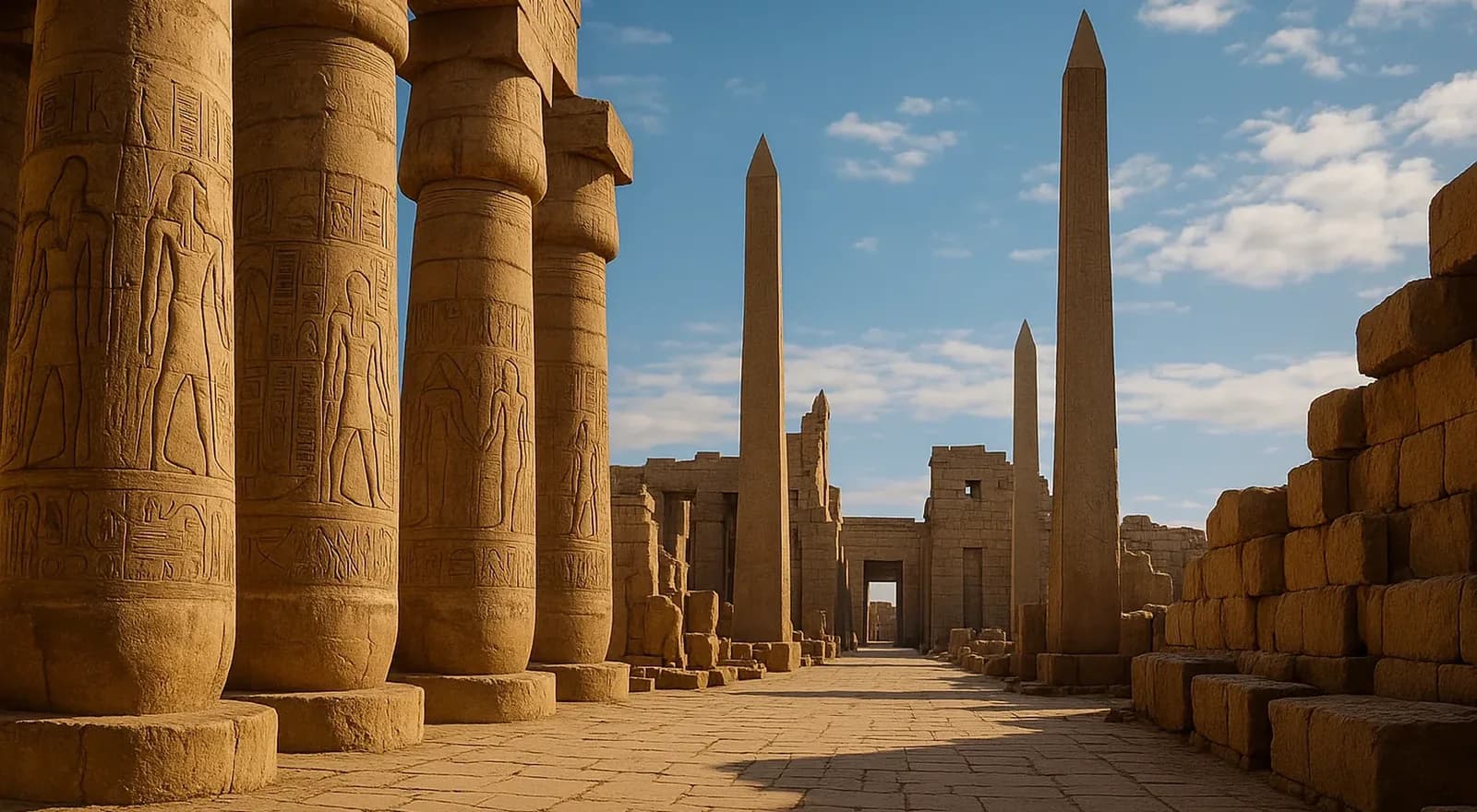 Columnas y obeliscos del templo de Karnak, en Luxor