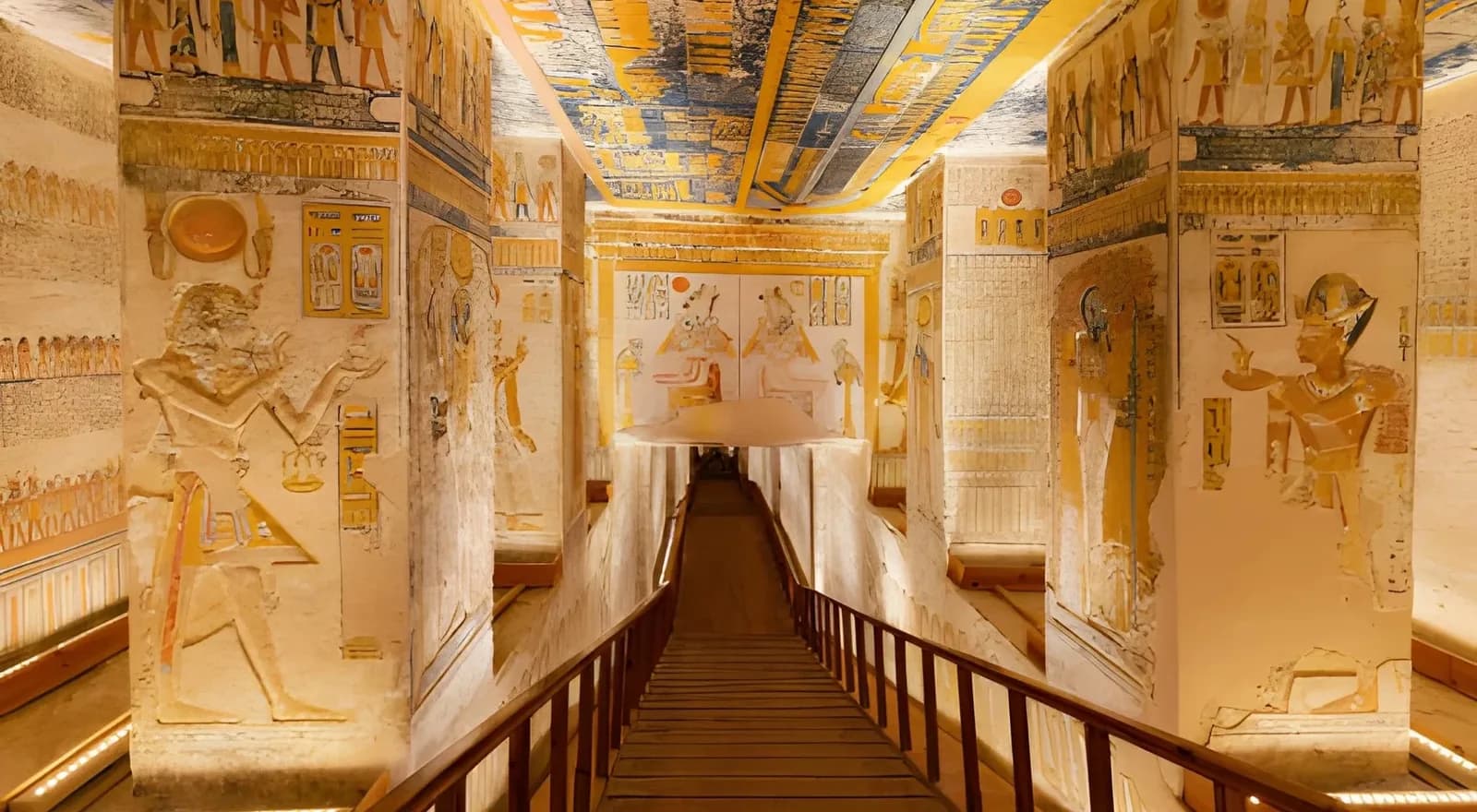 Pasillo decorado de una tumba en el Valle de los Reyes, en Luxor
